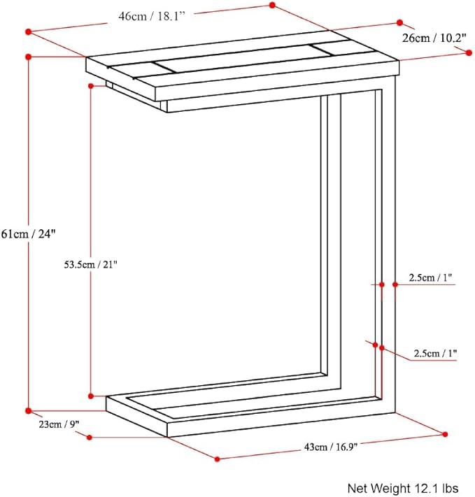 SIMPLIHOME Skyler 18-inch Wide Solid Mango/Metal Industrial C-Shaped End Table - Image 3