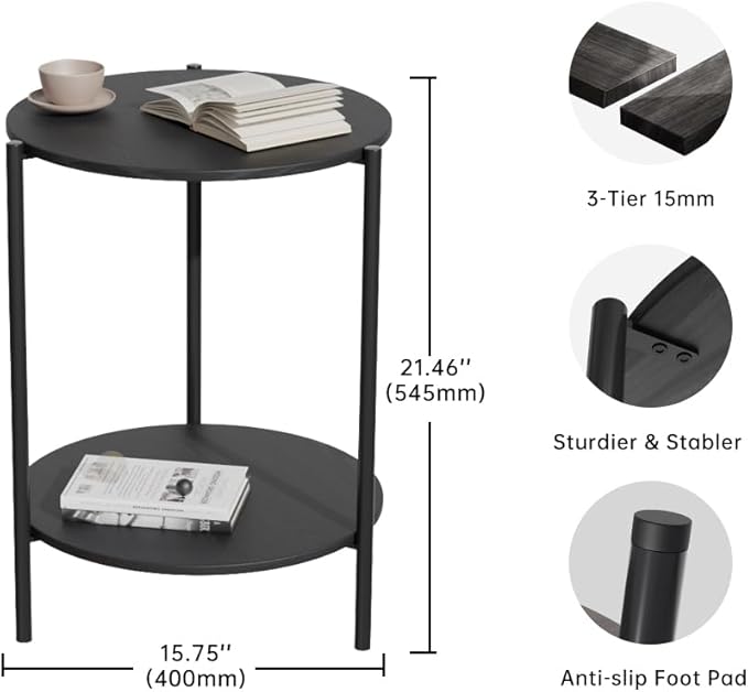 Side Table, Round End Table - Image 2