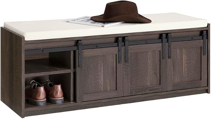 Haotian Industrial Style Shoe Storage Bench, Entryway Hallway Shoe Cabinet by Haotian