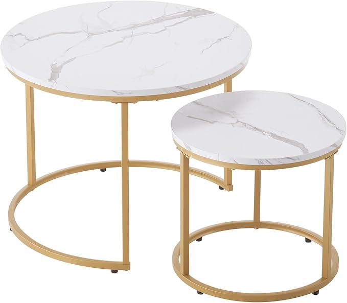 VEVOR Nesting Tables, Coffee Table Set of 2, 23.6 inch Round Coffee Table - Image 11