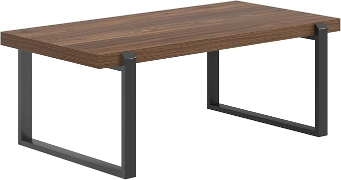 FOLUBAN Modern Coffee Table, Rustic Wood and Metal Center Table, Industrial - Image 9