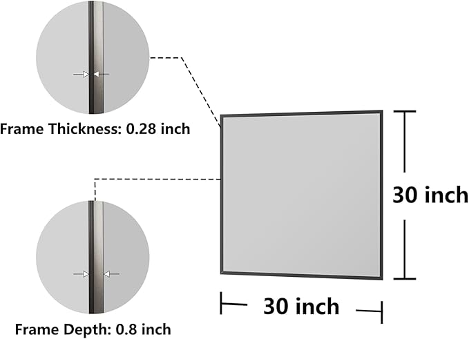 Koonmi Bathroom Mirror 30x30 Black Bathroom Wall-Mounted Mirrors, Modern Vanity - Image 7