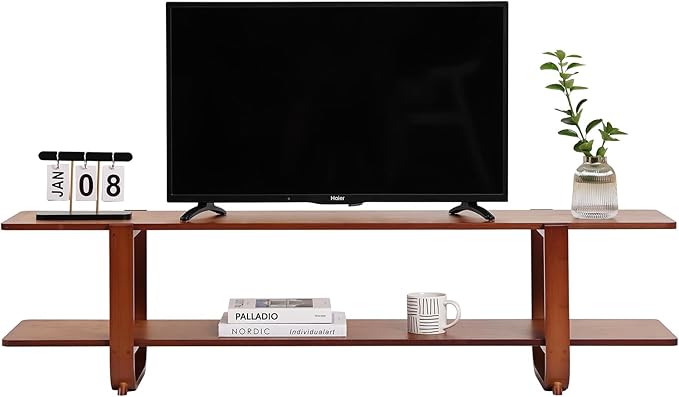 Tiita TV Stand with Storage for TVs up to 65'', Bamboo TV Console Entertainment - Image 3