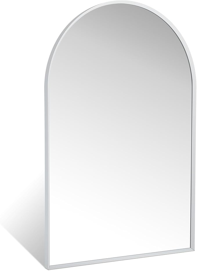 20" x 30" Silver Arched Mirror, Modern Aluminum Alloy Metal Frame, Arch by Minuover