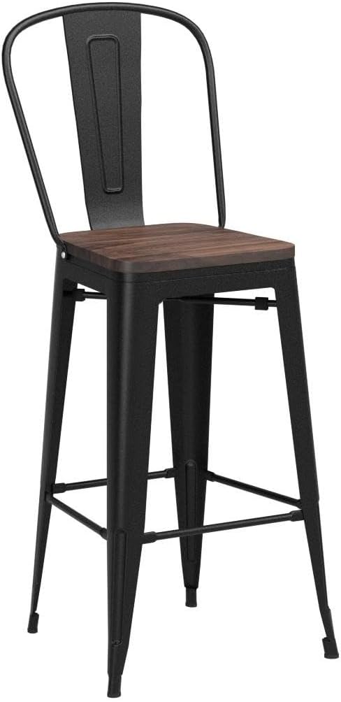 Yongqiang Black Metal Bar Stools Set of 4 Bar Height Stools Kitchen Island - Image 5