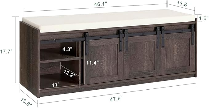 Haotian Industrial Style Shoe Storage Bench, Entryway Hallway Shoe Cabinet - Image 3