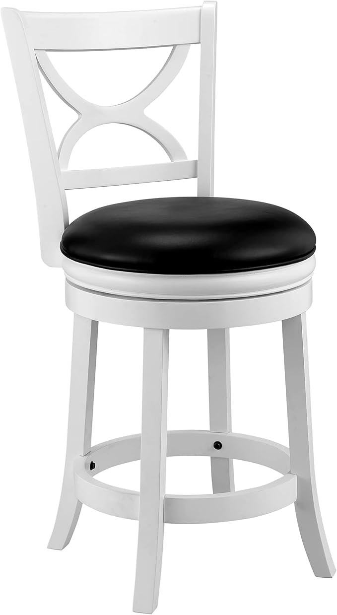 Ball & Cast Swivel Counter Height Barstool 24 Inch Seat Height White Set of 1 by BallCast