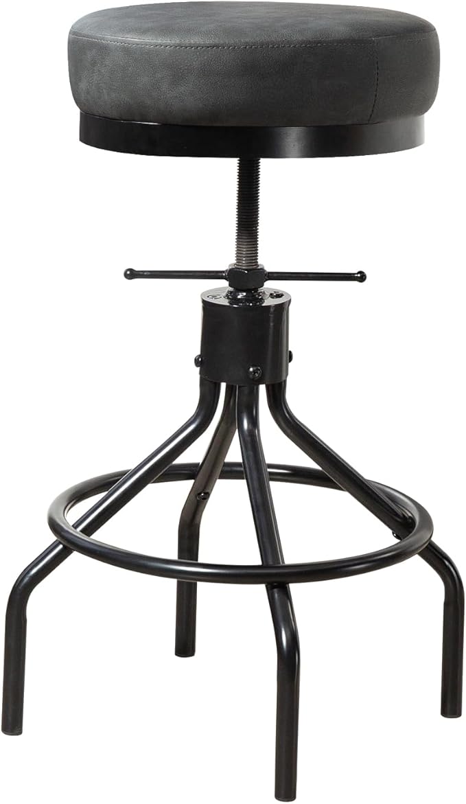 Swivel Bar Stools Adjustable Industrial Barstools Metal Modern PU Leather by Unknown