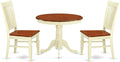 East West Furniture ANWE3-BMK-W 3 Piece Dining Room Table Set Contains a Round by EastWestFurniture