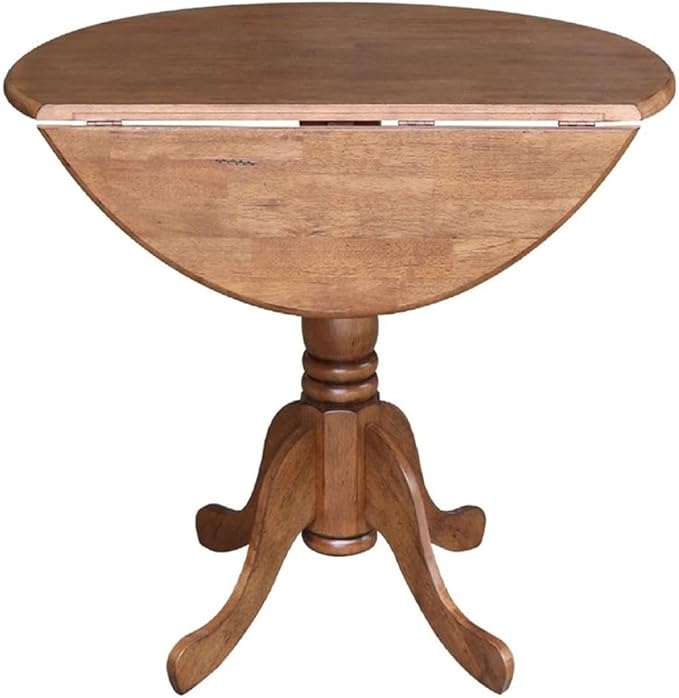 IC International Concepts 42-Inch Round Dual Drop Leaf Pedestal Dining Table - Image 3