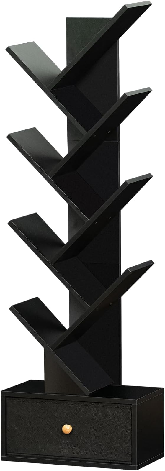8 Tier Tree Bookshelf with Drawer, Free Standing Wood Bookcase by SHEEPAM
