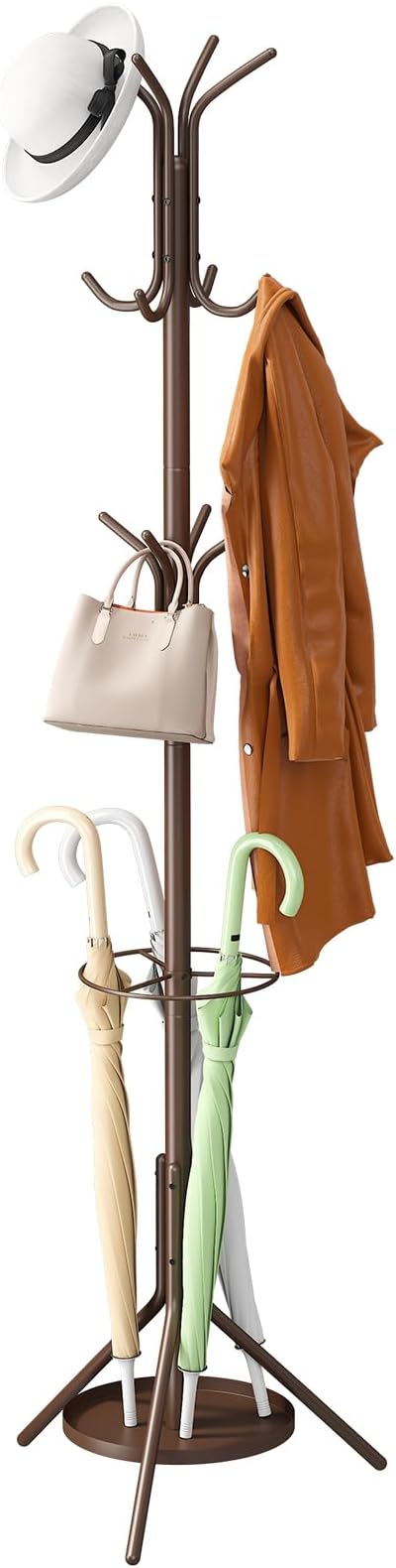 Coat Rack Freestanding, Entryway Hanger Stand, Umbrella Holder, Hall Tree by Unknown