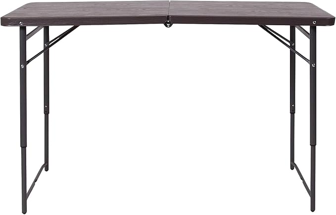 Flash Furniture Mills 4-Foot Height Adjustable Bi-Fold Brown Wood Grain Plastic - Image 6