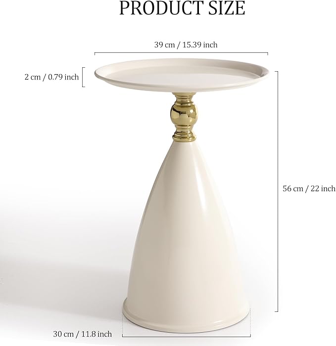 Small Round Side Table for Small Spaces, Unique Accent Sofa Drink Table Metal - Image 3