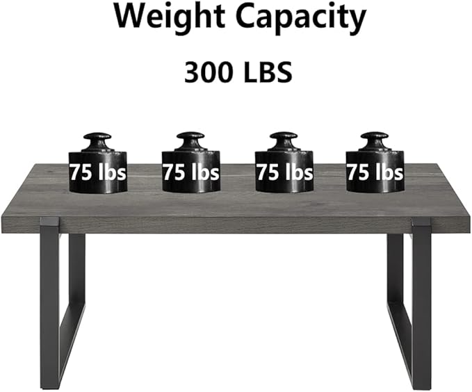 EXCEFUR Modern Coffee Table, Rustic Wood and Metal Center Table, Rectangle - Image 7