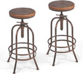 Set of 2 Industrial Bar Stool-Retro 26-32.3inch Swivel Stools-Extra Tall by BOKKOLIK