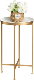 danpinera Gold Side Table, Metal Folding Black Side Table Small Round Circle by danpinera