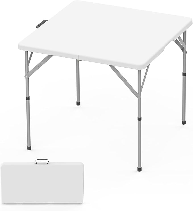 HLPB 34'' Square Folding Card Table, Fold-in-Half Portable Dining Table - Image 3