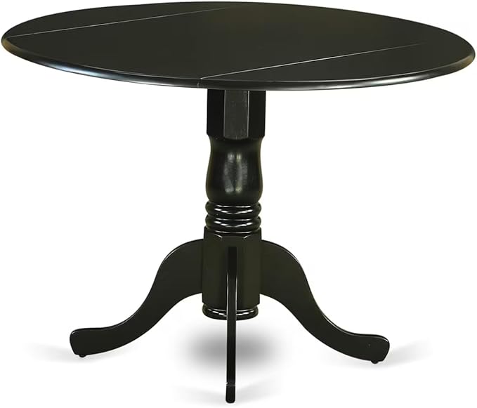 East West Furniture DLAN5-BLK-C 5 Piece Dining Room Table Set Includes a Round - Image 6