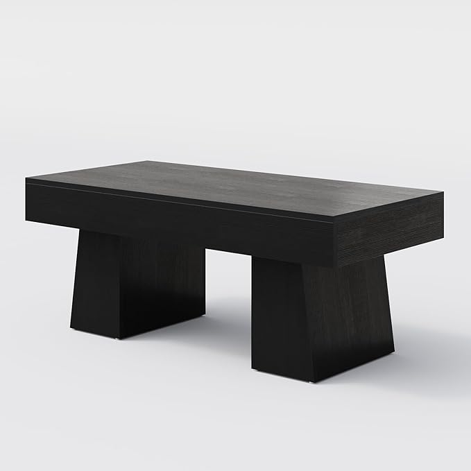 LITTLE TREE Farmhouse Coffee Table, 47 Inches Wooden Rectangular Accent Center - Image 9