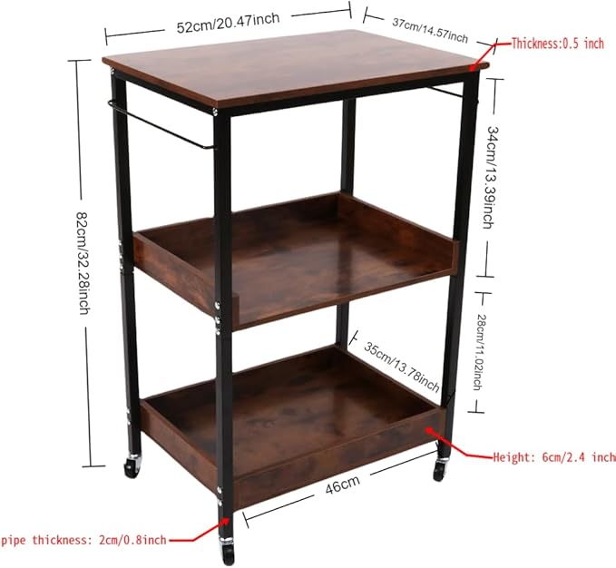 3-Tier Rolling Utility Cart - Image 6