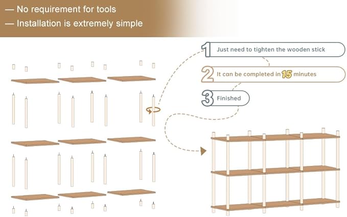 YGYQZ 3 Tier Short Book Shelf, 6 Cube Storage Shelf Organizer Bookshelf - Image 3