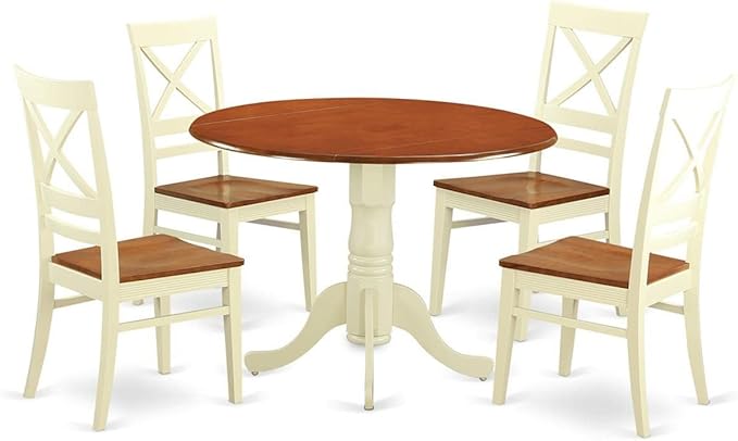 East West Furniture DLQU5-BMK-W 5 Piece Dining Table Set by EastWestFurniture