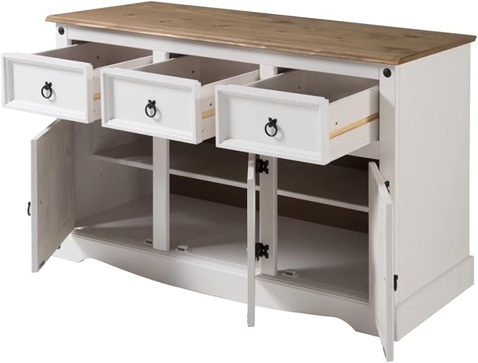 OS Home and Office Furniture Cottage Series Wood Buffet Sideboard in White - Image 6