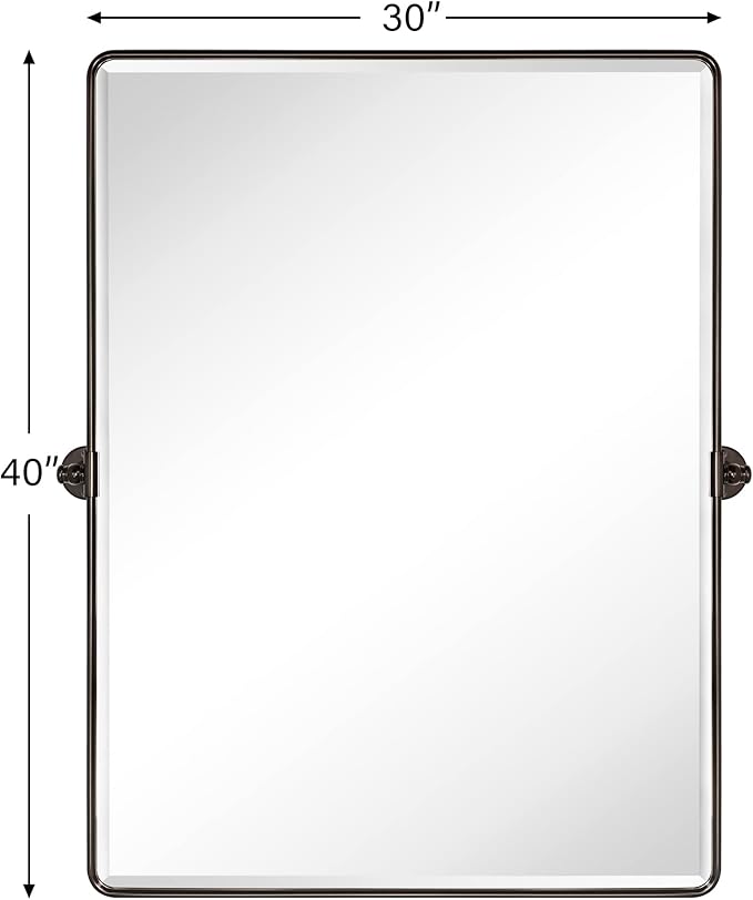 TEHOME 30 x 40'' Oil Rubbed Bronze Pivot Bathroom Mirror Tilt Vanity Mirror - Image 3