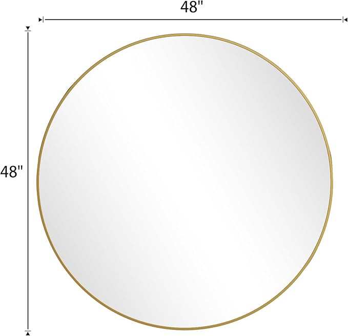 BEAUTYPEAK 48 Inch Round Mirror, Metal Frame Circle Mirror, Wall Mounted - Image 8
