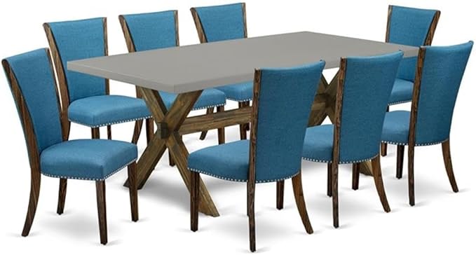 East West Furniture X797VE721-9 9 Piece Dining Table Set Includes a Rectangle by EastWestFurniture