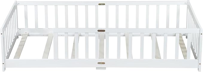 Bellemave Twin Floor Bed with Slats and Safety Guardrails, Kids Montessori - Image 5