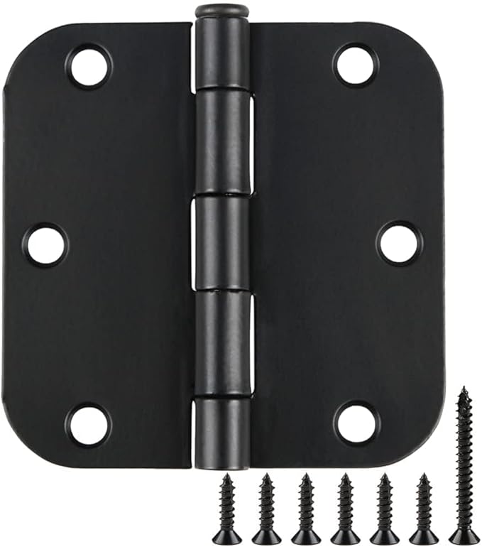 108 Pack Rounded Matte Black Door Hinges 3.5 Inch 5/8" Radius by TDCHINGES