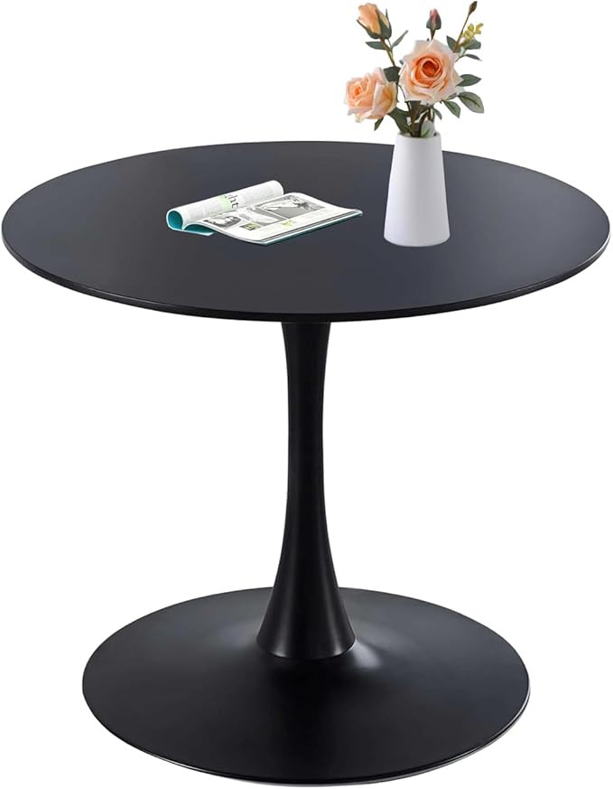 Round Black Dining Table, 31.5" Tulip Table by Howhio