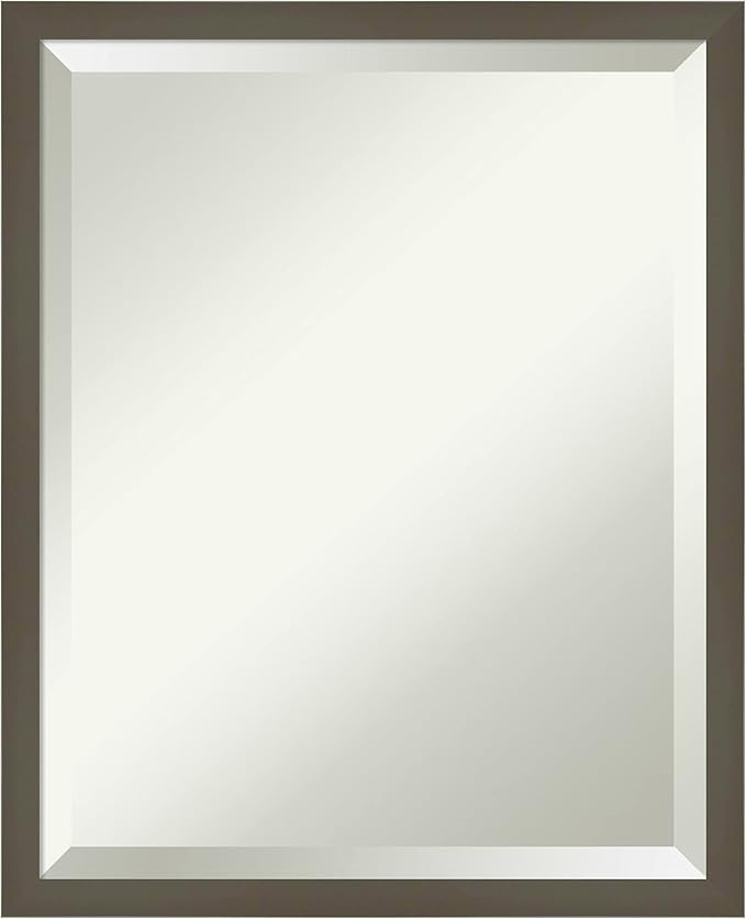 Amanti Art Grey Wall Mirror 21x17 Svelte Clay Grey Rectangle Bathroom Mirror by AmantiArt