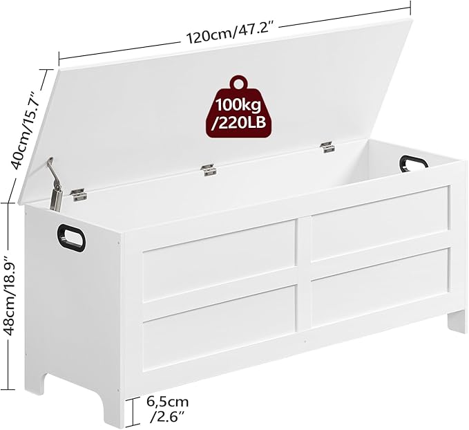 Storage Chest, 47.2” Large Toy Chest, Entryway Storage Trunk, Storage Bench - Image 3