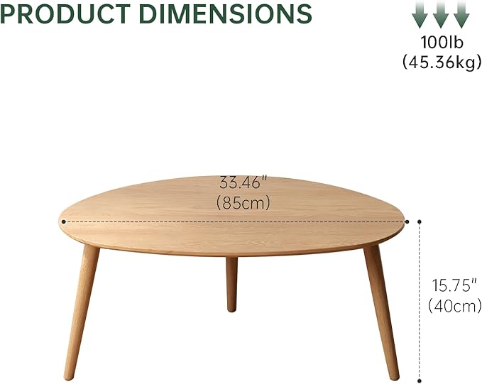 Small Oval Coffee Table, 33.5" Mid Century Modern Coffee Table - Image 2