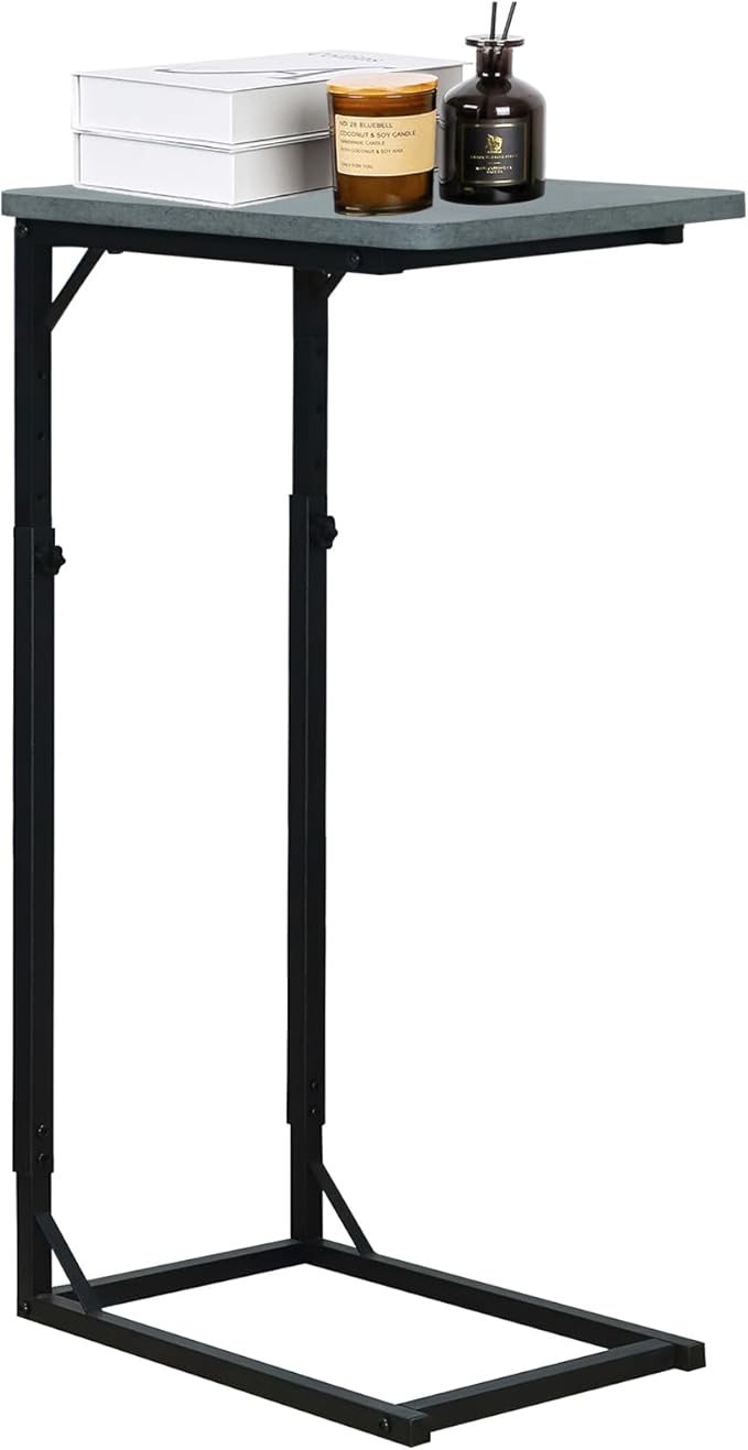 C-Shaped End Table for Couch, Adjustable Sofa Side Table by OFIDELITY