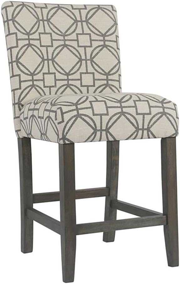 HomePop Upholstered Counter Height Barstool, Tan and Gray Lattice by HomePop
