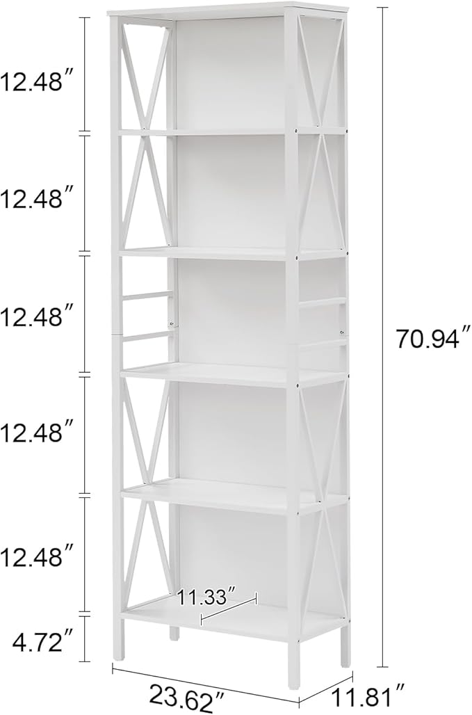 HOMISSUE Tall Bookshelf, 6-Tier Book Shelf, Rustic Wood Metal Bookshelves and - Image 2