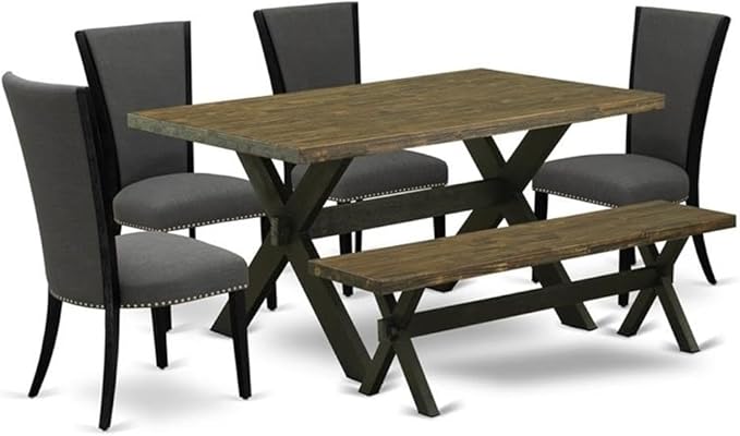 East West Furniture X676VE650-6 6 Piece Dining Set Contains a Rectangle Dining by EastWestFurniture