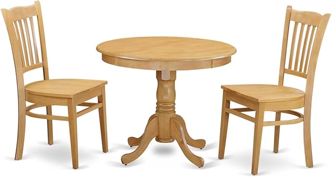 East West Furniture ANGR3-OAK-W 3 Piece Kitchen Table & Chairs Set Contains a by EastWestFurniture