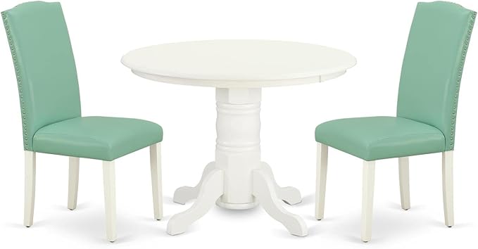 East West Furniture SHEN3-LWH-57 3 Piece Kitchen Table & Chairs Set Contains a by EastWestFurniture