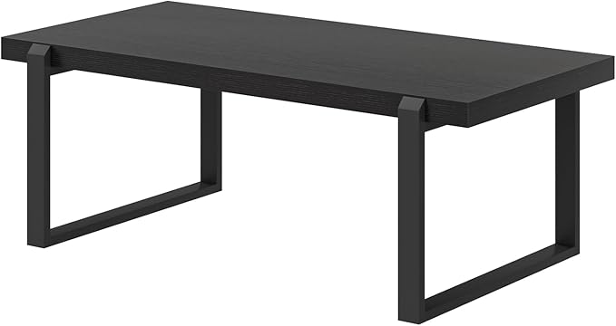 EXCEFUR Modern Black Coffee Table, Industrial Wooden and Metal Center Table - Image 9