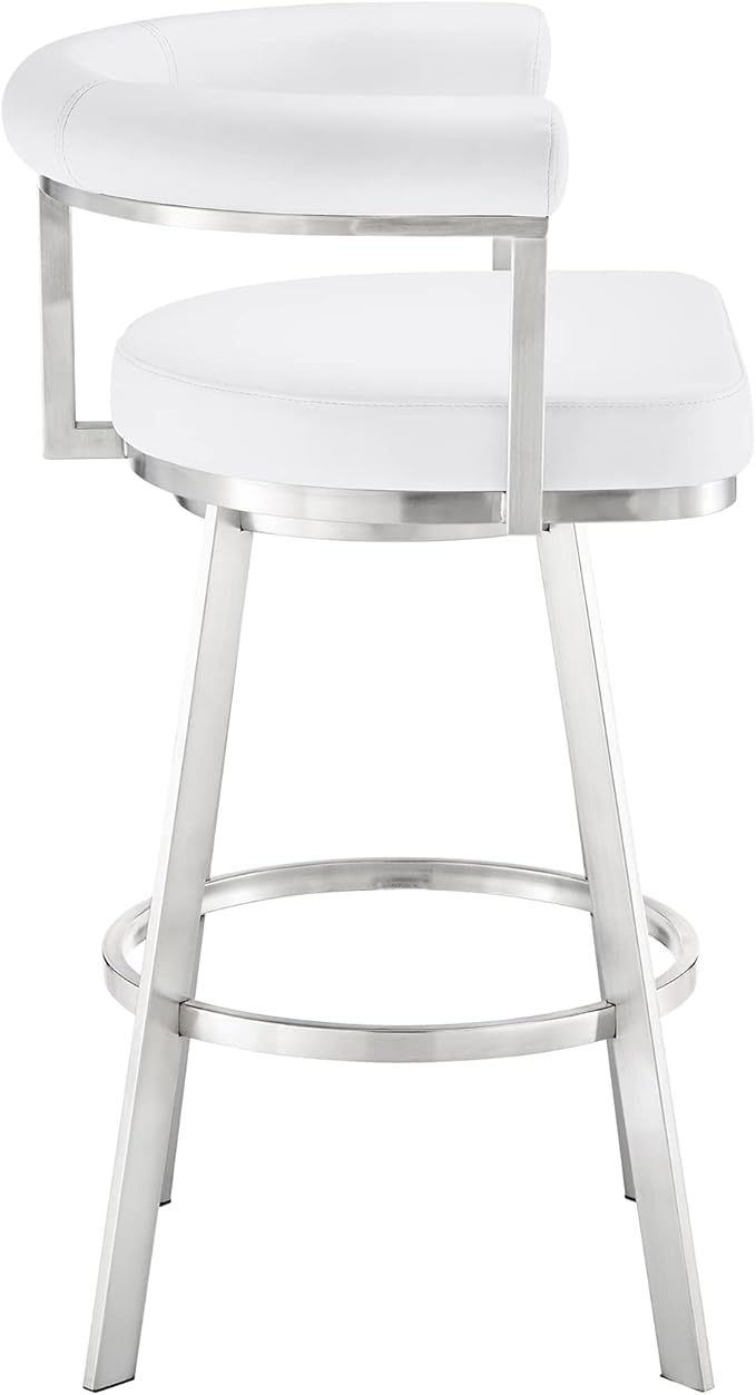 Armen Living Magnolia Swivel Counter Stool in Brushed Stainless Steel - Image 5
