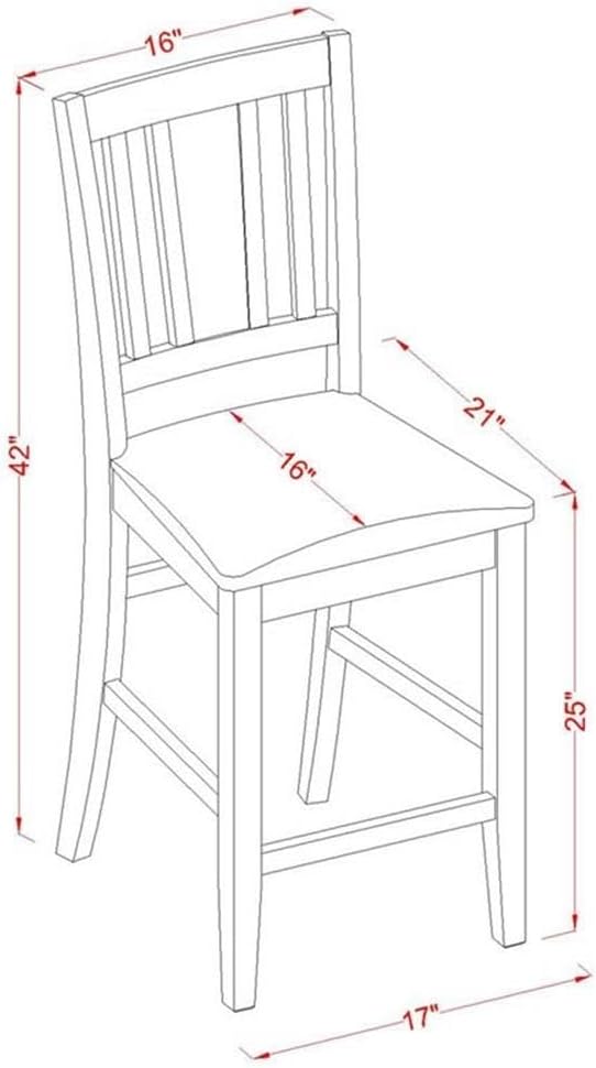 East West Furniture EDBU3-MAH-LC 3 Piece Counter Height Dining Table Set - Image 6