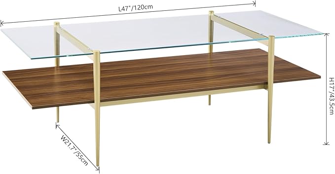 AGV LIGHTING Tadio Large Glass Coffee Table, Mid-Century Modern Coffee Table - Image 2