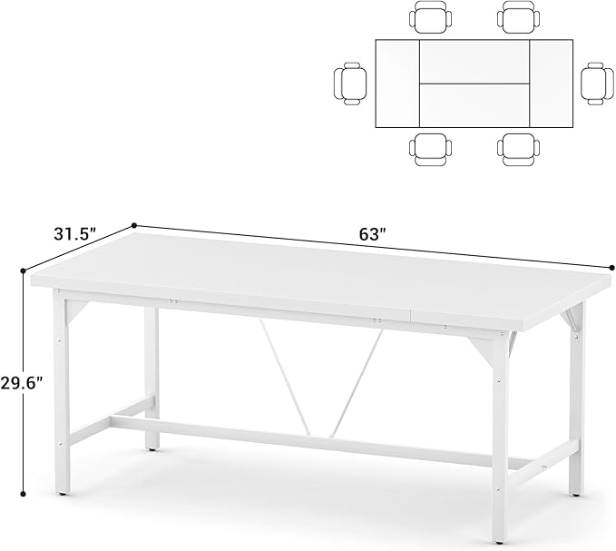 Unikito 63 Inch Computer Desk, Sturdy Large Office Desk, Premium 2 Person Long - Image 2