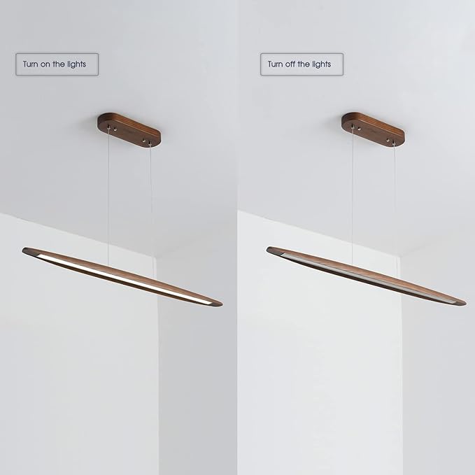 71" Wood Linear Pendant Light Wood Linear Dinning Room Light Island Lights LED - Image 7