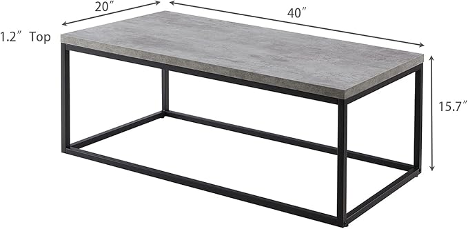 CENSI 40-Inch Concrete Accent Coffee Table Ottoman - Image 2